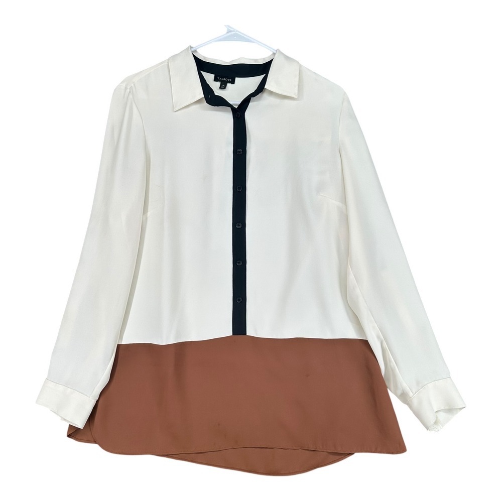 Talbots M Medium Colorblock Button Oversized Blou… - image 1